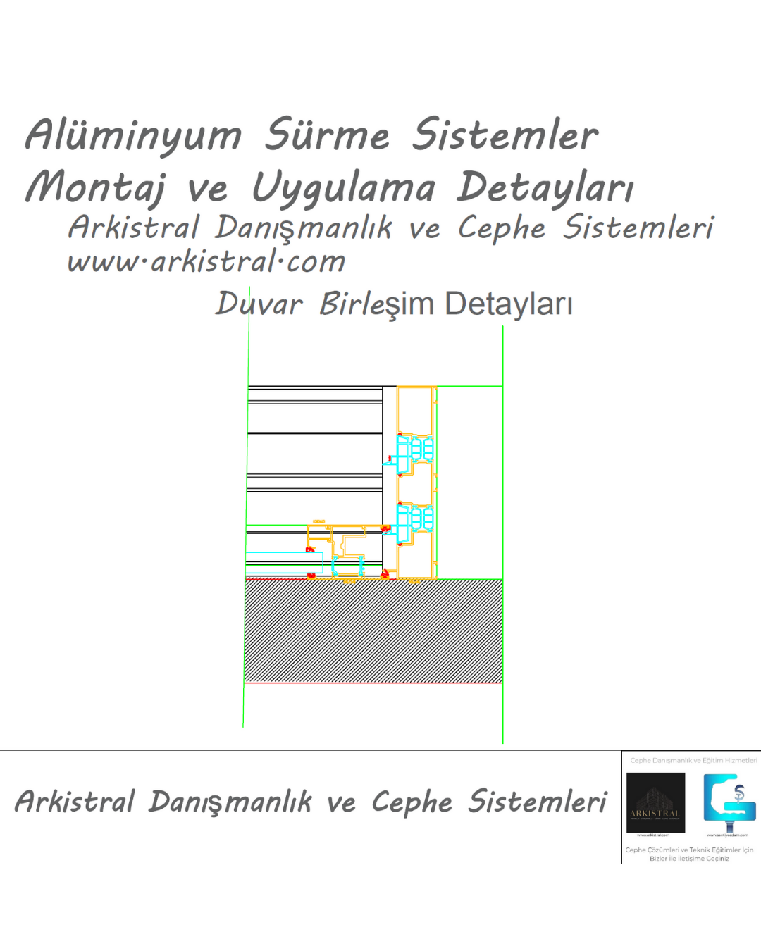 Alüminyum Sürme Sistem Duvar Birleşim Detayı